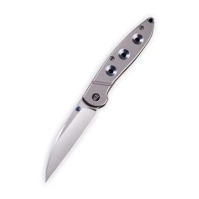 WE Schism Knife Blue Anodized Holes Gray Titanium (2.92" Stonewash S35VN) 908B