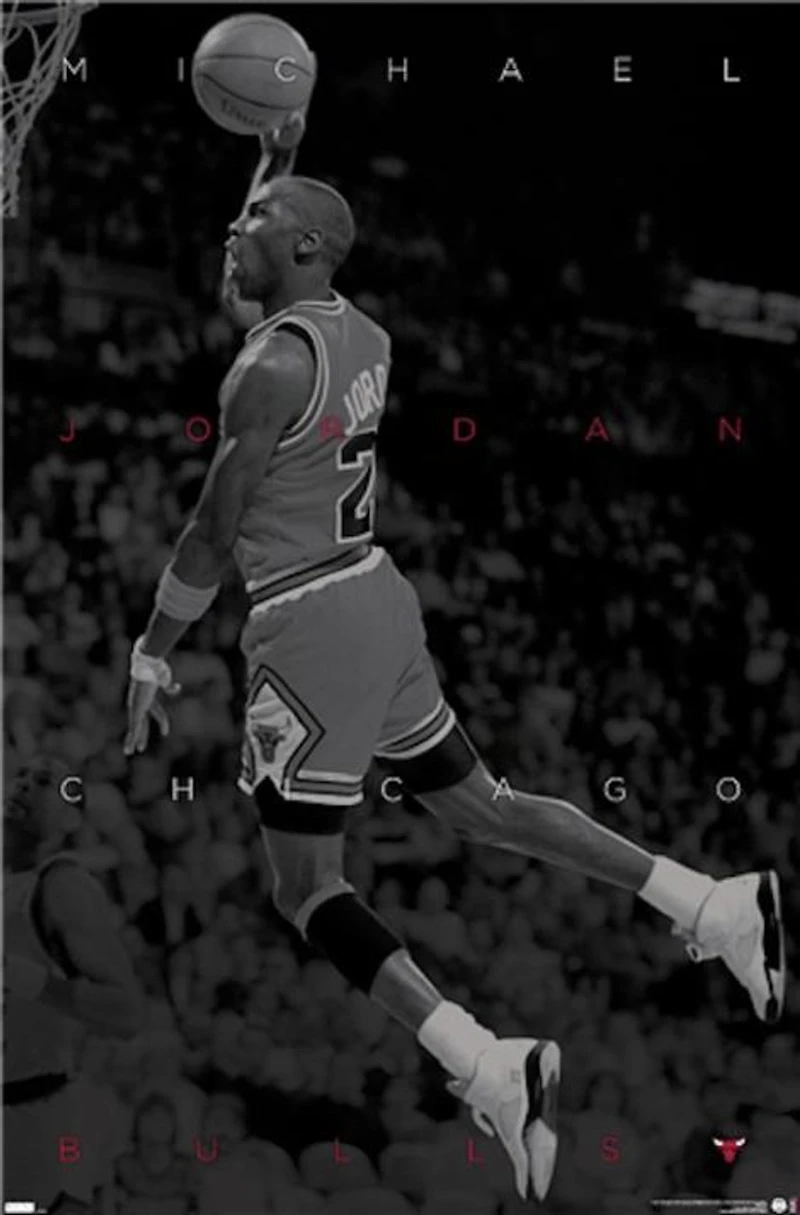 NBA Sport - Michael Jordan "Black & White Flying" Poster