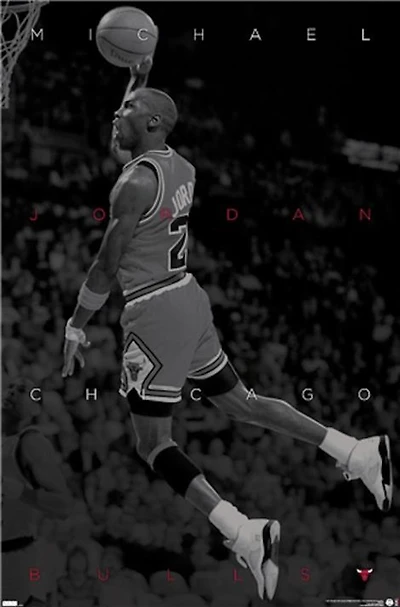 NBA Sport - Michael Jordan "Black & White Flying" Poster