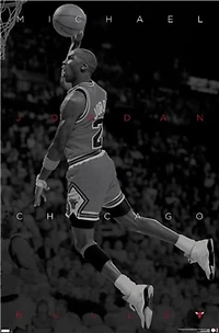 NBA Sport - Michael Jordan "Black & White Flying" Poster