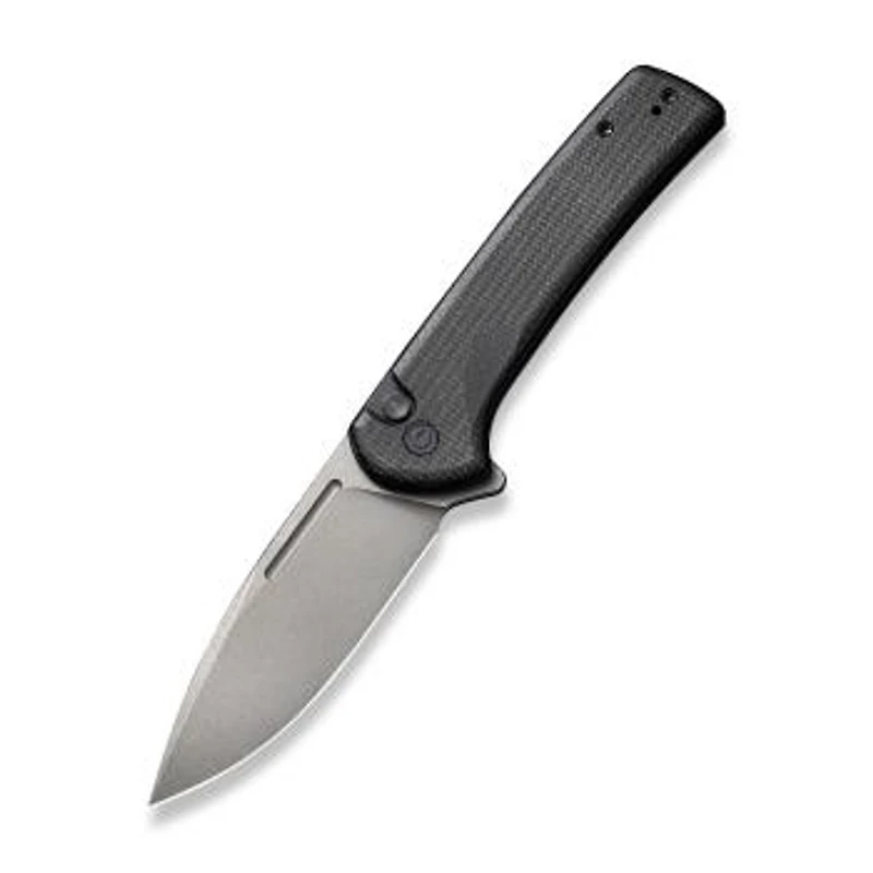 CIVIVI Conspirator Button Knife Black Micarta (3.48" Stonewashed Nitro-V) C21006-1