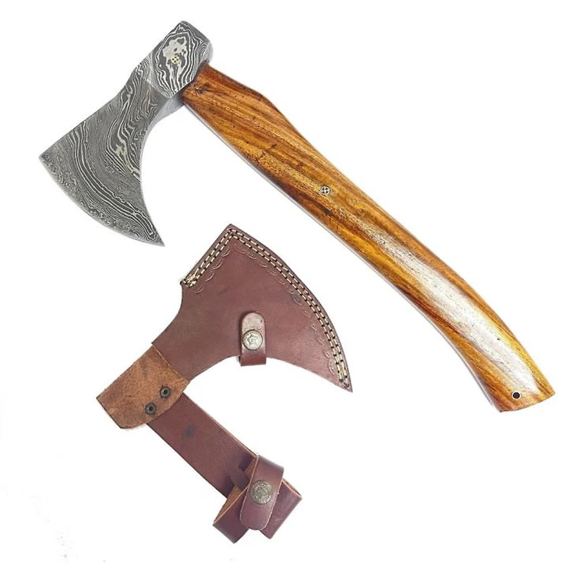 Viking Axe (Damascus) w/ Leather Sheath 16"