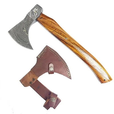 Viking Axe (Damascus) w/ Leather Sheath 16"