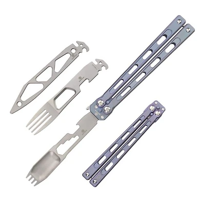 DEFCON Butterfly Trainer (BLUE) Titanium Handle with Interchangeabl Blade TF3037-1