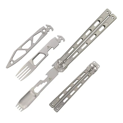 DEFCON Butterfly Trainer (SILVER) Titanium Handle with Interchangeabl Blade TF3037