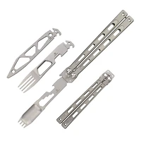 DEFCON Butterfly Trainer (SILVER) Titanium Handle with Interchangeabl Blade TF3037