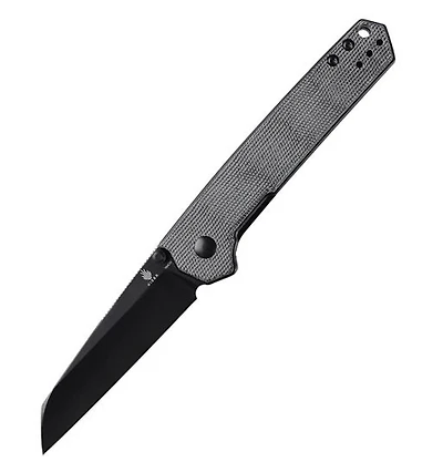 Domin Reverse Tanto [Black Micarta] Pocket Knife (3.31" Black Stonewash 154CM) Kizer Cutlery V4516SC1