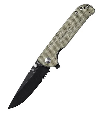 Justice [Green Micarta] Flipper Pocket Knife (3.8" Black Stonewash N690) Kizer Cutlery V4543N4