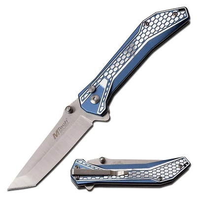 Mtech Tanto (Silver/Blue) Folding Pocket Knife (3Cr13)