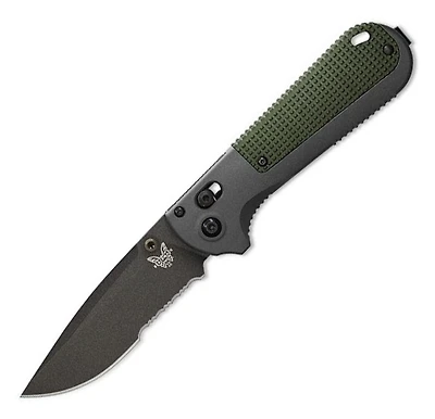 Benchmade Redoubt AXIS [Serrated] Green/Grey Grivory Pocket Knife (3.60" Cerakote D2) 430SBK