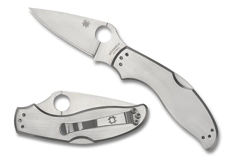 UpTern Lock Back Knife Stainless Steel (2.90 Satin 8Cr13MoV) Spyderco C261P