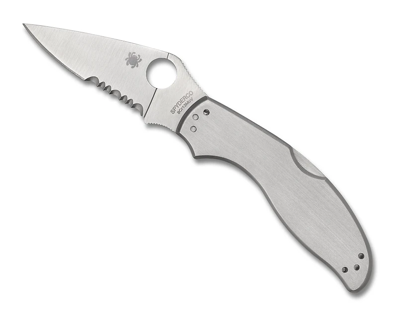 UpTern Lock Back [Serrated] Knife Stainless Steel (2.90 Satin 8Cr13MoV) Spyderco C261PS