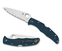 Endura 4 Lightweight [Full Serrated] Knife Blue FRN (3.80 Satin K390) Spyderco C10FSK390