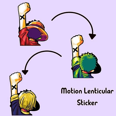 3D Motion Sticker (One Piece) Zoro, Luffy