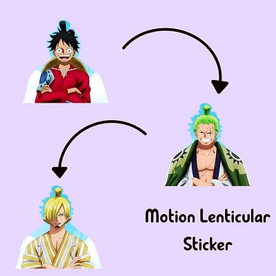 3D Motion Sticker (One Piece) Luffy, Zoro, Sanji "Wano"