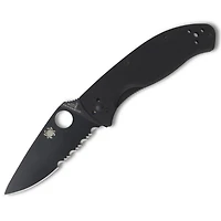 Spyderco Tenacious Folding Knife Liner Lock Black G-10 [3.39" Black Serrated 8Cr13MoV] C122GBBKPS