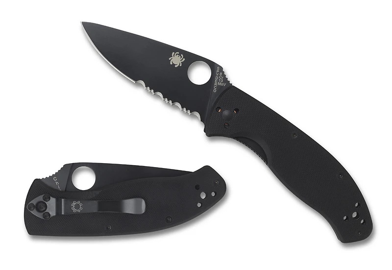 Spyderco Tenacious Folding Knife Liner Lock Black G-10 [3.39" Black Serrated 8Cr13MoV] C122GBBKPS