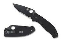 Spyderco Tenacious Folding Knife Liner Lock Black G-10 [3.39" Black Serrated 8Cr13MoV] C122GBBKPS
