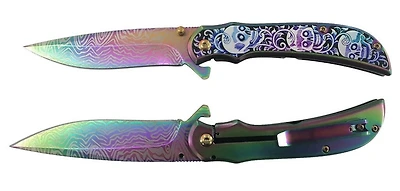 Stec Skull (Rainbow) A/O Flipper Pocket Knife