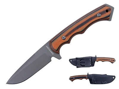 DEFCON Black and Oragne G-10 Handle Fixed Blade (4" D2 Stonewash)