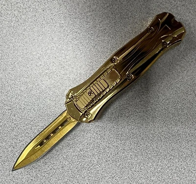 OTF (GOLD) Double Edge Pocket Knife CA Legal