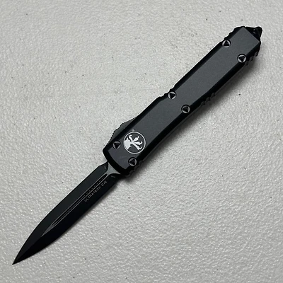 Microtech Ultratech Tactical Black OTF Knife Double Edge (3.46" Black M390) 122-1T