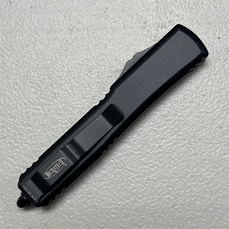 Microtech Ultratech Tactical Black OTF Knife Double Edge (3.46" Black M390) 122-1T