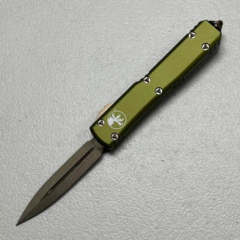 Microtech Ultratech OD Green OTF Knife Double Edge (3.46" Bronze M390) 122-13OD