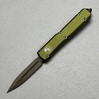 Microtech Ultratech OD Green OTF Knife Double Edge (3.46" Bronze M390) 122-13OD