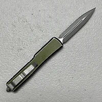 Microtech UTX-70 Distressed OD Green OTF Knife Double Edge (2.41" Stonewash M390) 147-10DOD
