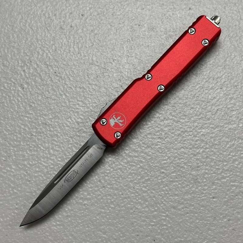 Microtech UTX-70 Red OTF Knife Drop Point (2.41" Satin M390) 148-4RD