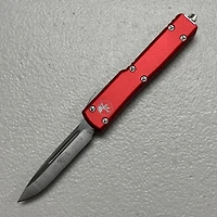 Microtech UTX-70 Red OTF Knife Drop Point (2.41" Satin M390) 148-4RD