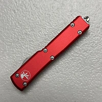 Microtech UTX-70 Red OTF Knife Drop Point (2.41" Satin M390) 148-4RD