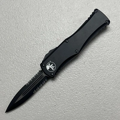 Microtech Hera Tactical Black Partial Serrated OTF Double Edge (3.125" Black) 702-2T