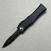 Microtech Hera Tactical Black Partial Serrated OTF Double Edge (3.125" Black) 702-2T