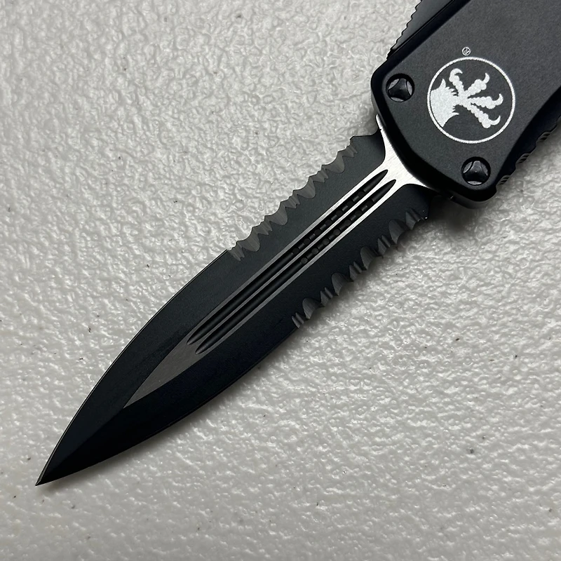 Microtech Hera Tactical Black Partial Serrated OTF Double Edge (3.125" Black) 702-2T