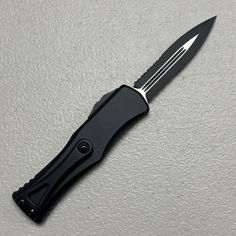 Microtech Hera Tactical Black Partial Serrated OTF Double Edge (3.125" Black) 702-2T