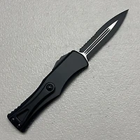 Microtech Hera Tactical Black Partial Serrated OTF Double Edge (3.125" Black) 702-2T