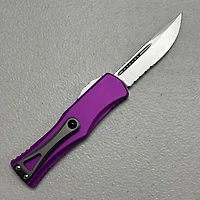 Microtech Hera Violet Partial Serrated OTF Drop Point (3.125" Stonewash) 703-11VI