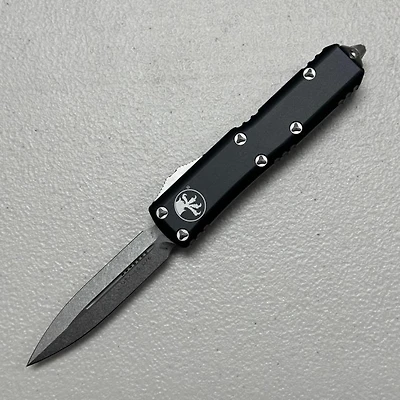 Microtech UTX-85 Black OTF Double Edge (3.00" Stonewash M390) 232-10