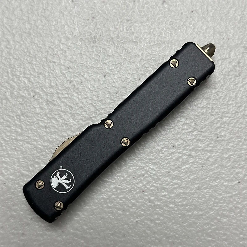 Microtech UTX-70 Black OTF Knife Double Edge (2.41" Bronze M390) 147-13