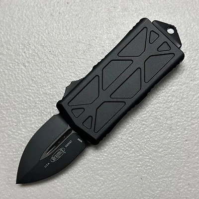 Microtech Exocet All Black Tactical OTF Knife Double Edge (1.98" Black ) 157-1T