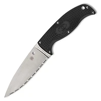 Enuff 2 Fixed Blade Knife Full Serrated Black FRN (3.90" Satin VG-10) Spyderco FB31SBK2