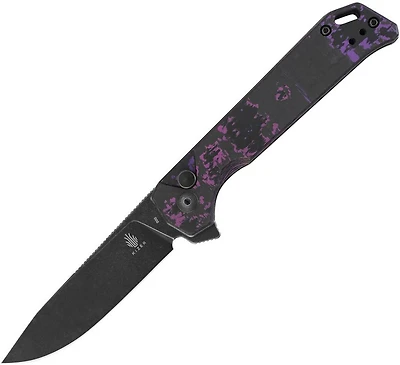 Begleiter 2 (Purple/Black Fat Carbon) Button Lock Pocket Knife [3.39" Black Stonewash 20CV]  Kizer Cutlery Ki4458.2BA3