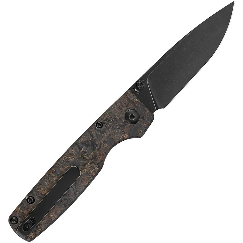 Original (Fat Carbon) Button Lock Pocket Knife [2.98" Black Stonewash 20CV] Kizer Cutlery Ki3605A2