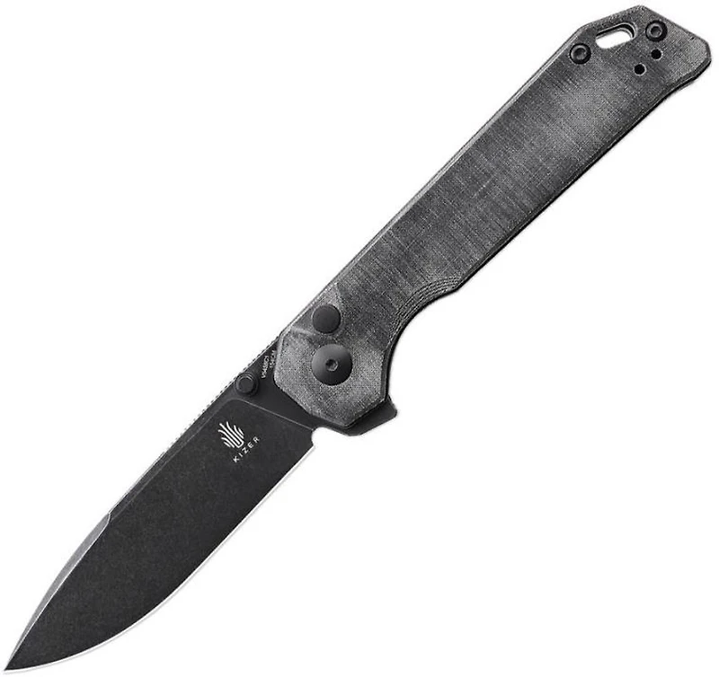Begleiter XL (Black Micarta) Pocket Knife [3.91" Black Stonewash 154CM] Kizer Cutlery V5458C1
