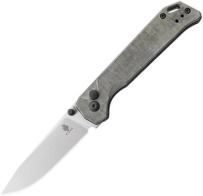 Begleiter 2 Button Lock (Micarta Green) Pocket Knife [3.39" Satin 154CM] Kizer Cutlery V4458.2BC1