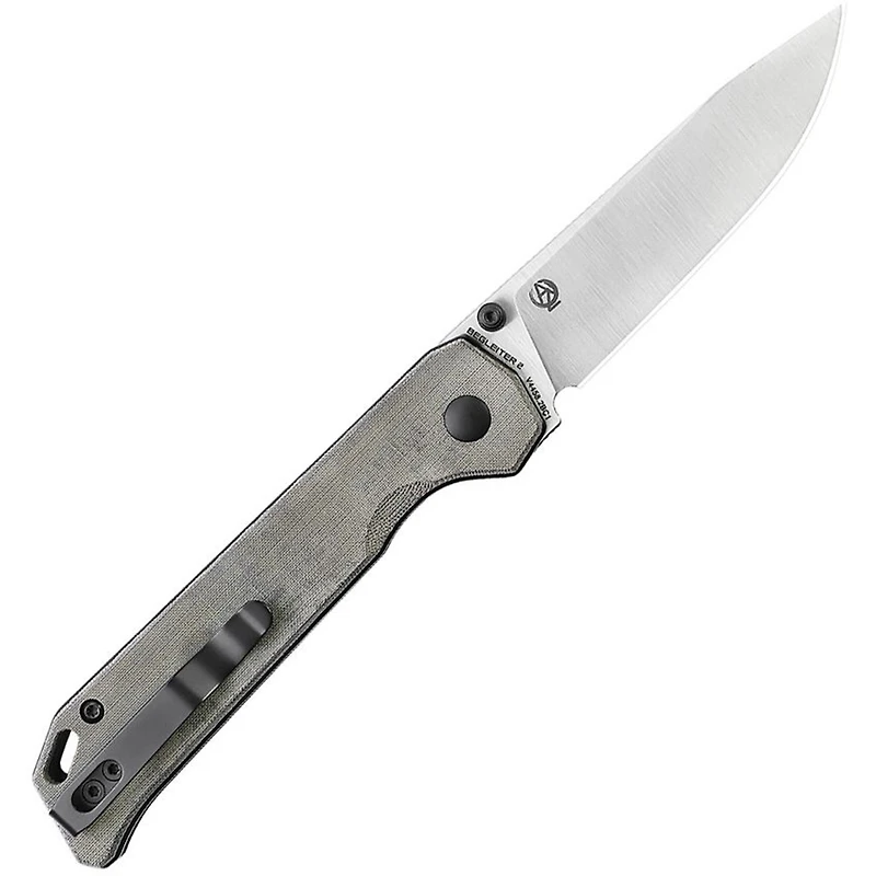 Begleiter 2 Button Lock (Micarta Green) Pocket Knife [3.39" Satin 154CM] Kizer Cutlery V4458.2BC1
