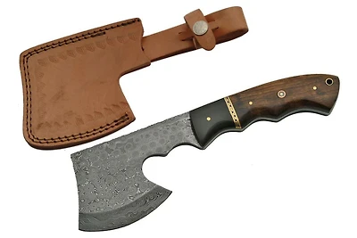 Damascus Black Bolster Hatchet Fixed Blade (9.5" Overall)