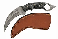 Damascus Karambit Charcoal Micarta Handle Fixed Blade (9.5" Overall)